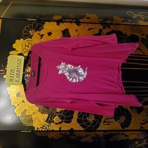 1X ! Catch A Cat Top & Sterling Earrings